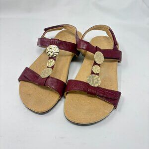 Vionic Farra Sandals Burgundy Lizard Embossed Strappy Comfort Size 9 Wide